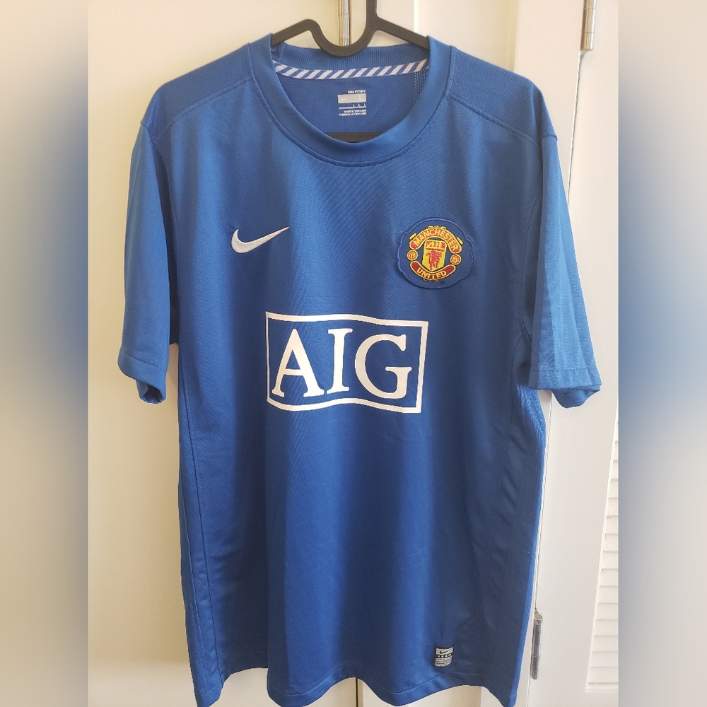 Nike Manchester United Blue Athletic Jersey Retro Large